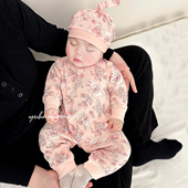 婴儿连体衣秋冬斜襟护肚保暖无骨爬服哈衣新生儿宝宝出生衣服春秋