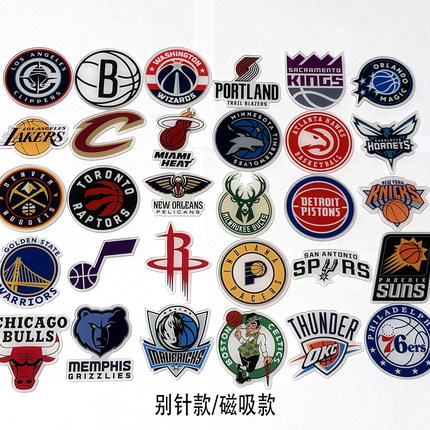 NBA队徽队标胸章徽章 篮球迷纪念品周边礼物装饰品别针马刺尼克斯