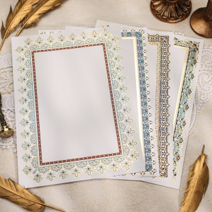 现货Echoes出口欧洲烫金压纹奖状婚书复古花纹A4手帐信纸证书内芯