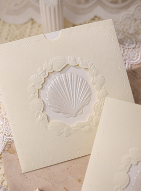 现货Echoes法式Shell Love浮雕烫印手帐祝福生日表白请柬留言贺卡
