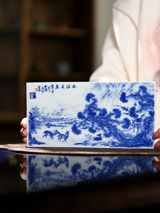 林隱林深見鹿瓷板 景德鎮手工茶具 山音質器 新品