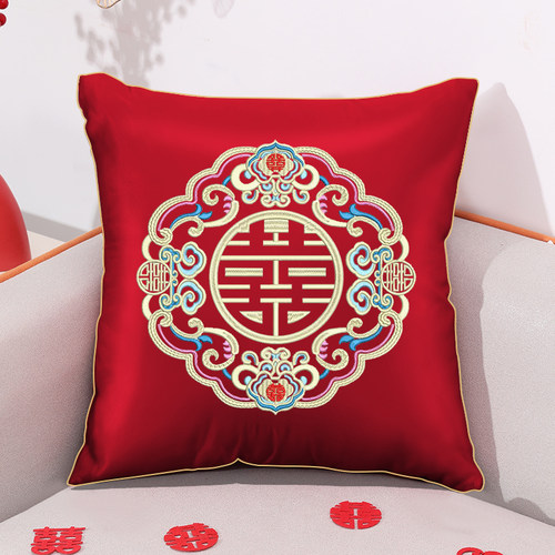 抱枕结婚一对靠垫红色喜字婚房