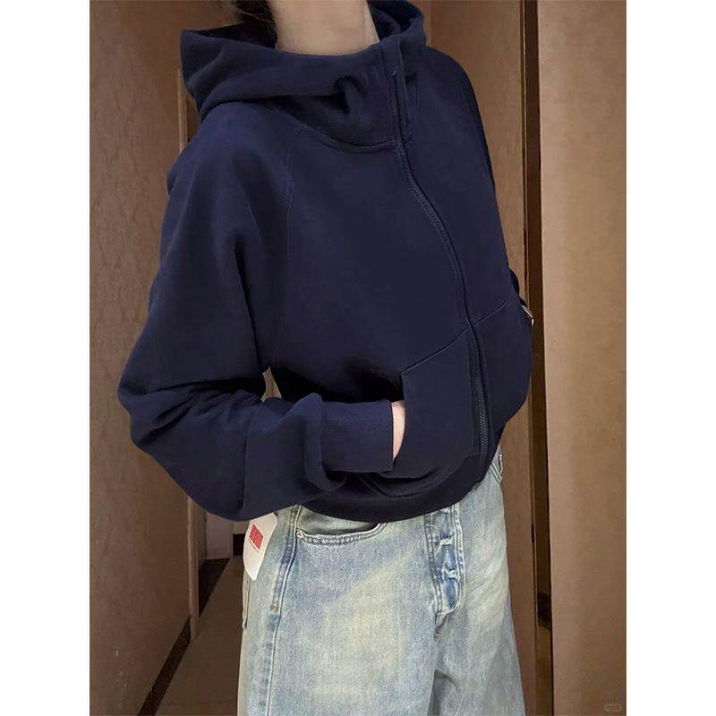 藏蓝色正肩短款开秋外套女春秋新短外套