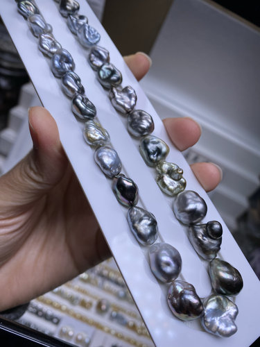 天然色海水 大溪地炫彩 keshi型 珍珠串链珠宝