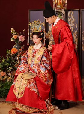 【出租】桃花序凤佩霞光明制婚服汉服重工凤冠霞帔中式嫁衣男女款