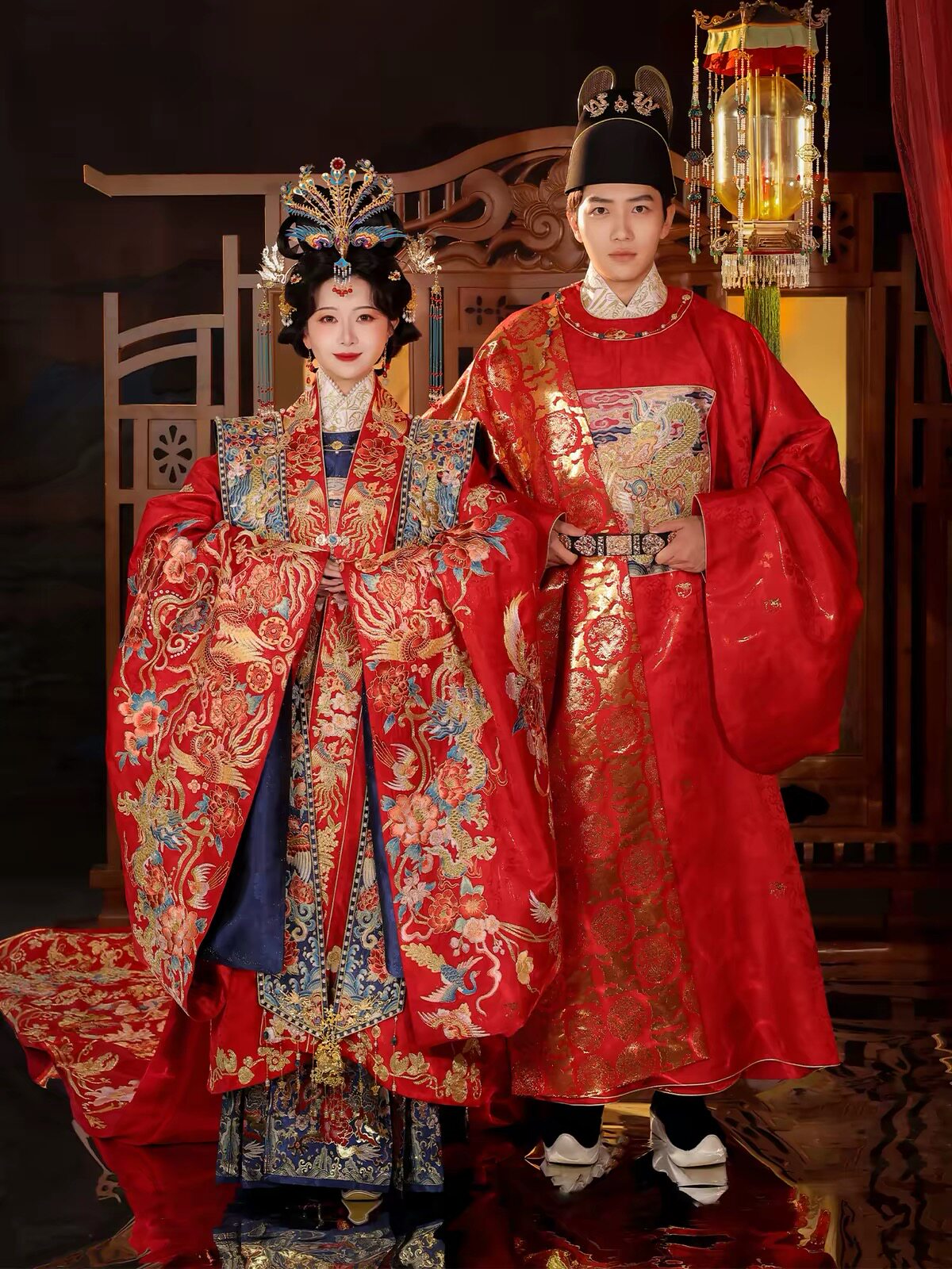 【出租】桃花序瑞龙锦凤明制婚服新款中式重工凤冠霞帔汉服男女款图片