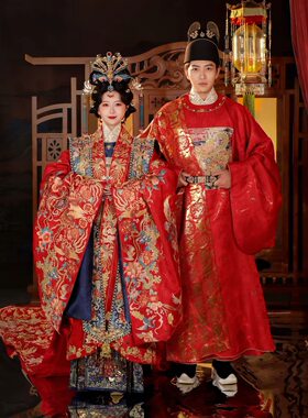 【出租】桃花序瑞龙锦凤明制婚服新款中式重工凤冠霞帔汉服男女款