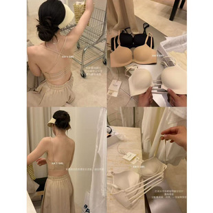 前扣四根带两穿式小胸聚拢承托力无痕文胸隐形粉底液美背裹胸内衣