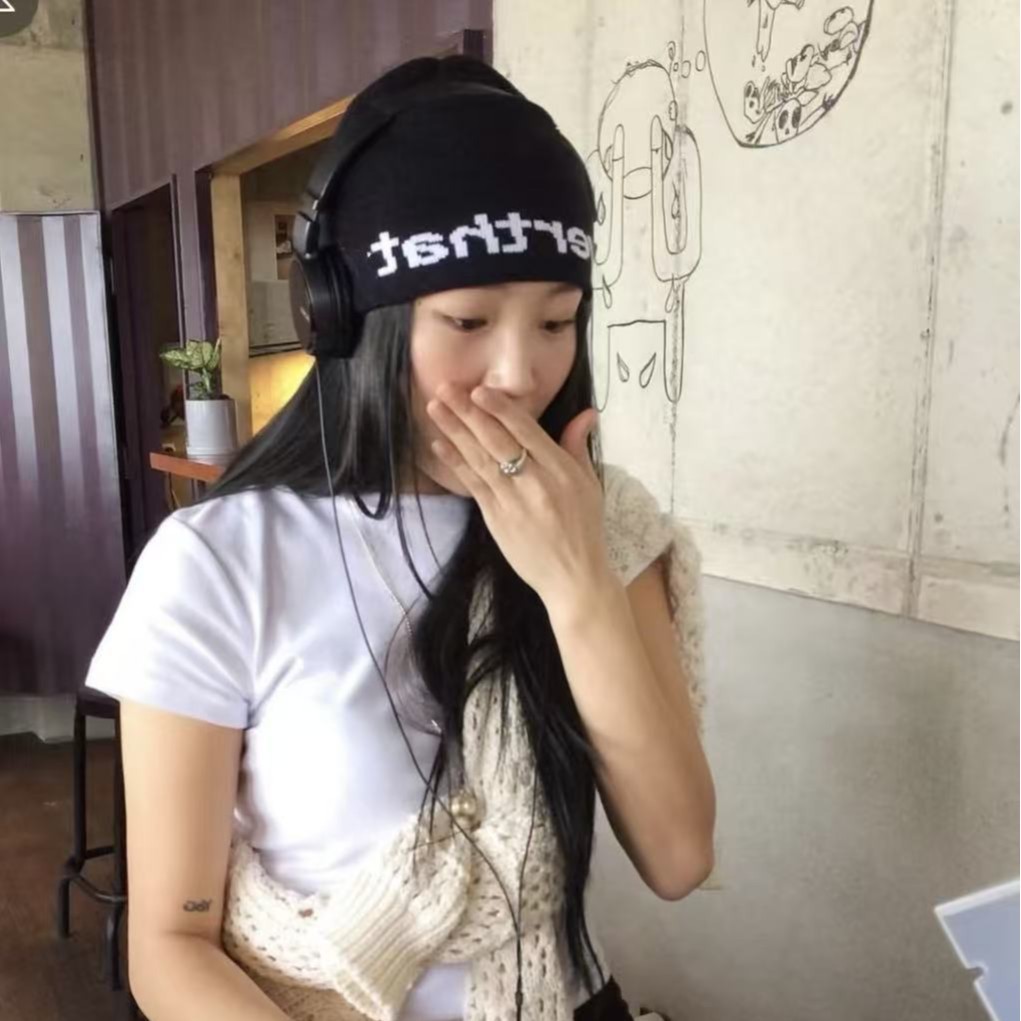 韩国博主同款字母印花简约百搭包头帽保暖秋冬毛线针织冷帽男女新