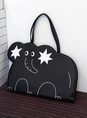人间八月八丨原创星星大象电脑包皮质可爱大容量黑色男女通用多功能单肩包