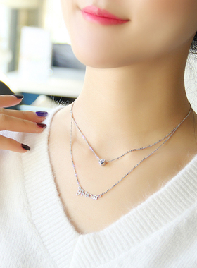 日韩明星爱心镶仿钻女心形项链