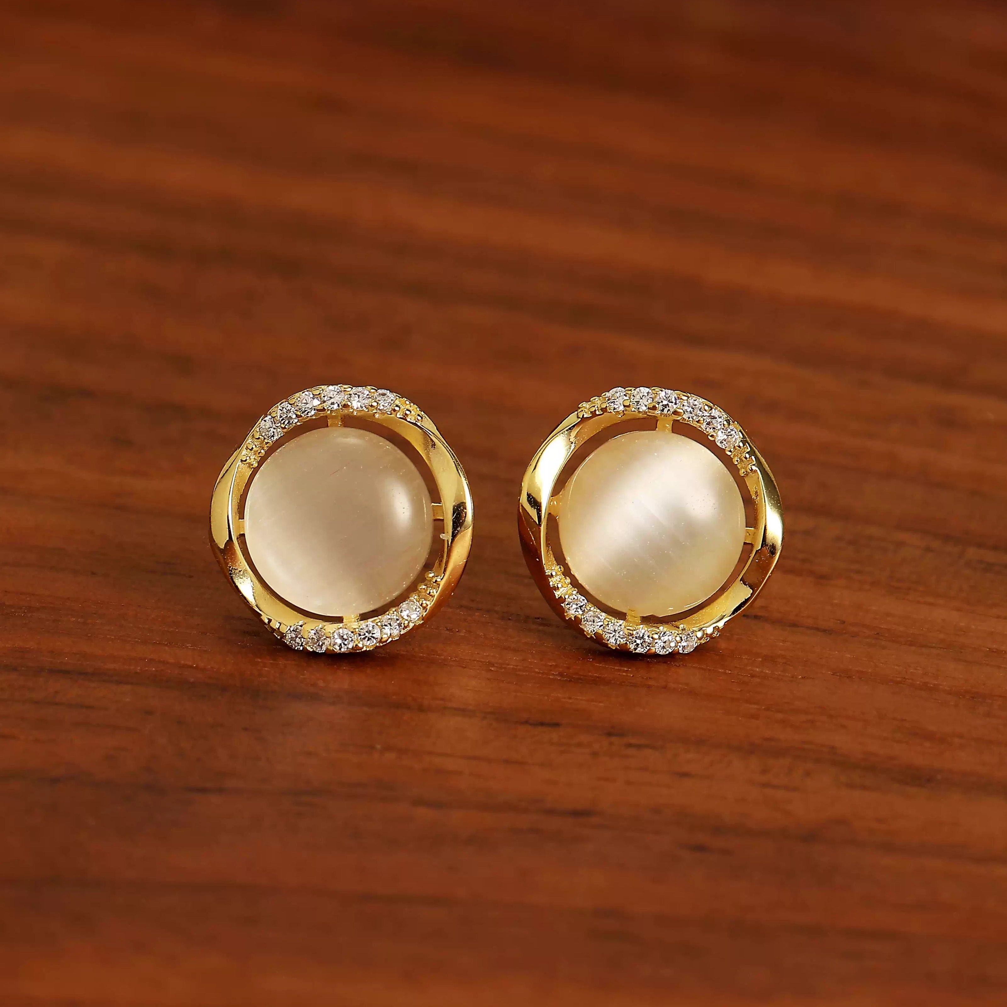 小美轻奢复古925银仿玉石耳钉