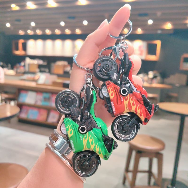 卡通回力烈火摩托车钥匙扣炫酷汽车模型摆件儿童玩具礼品