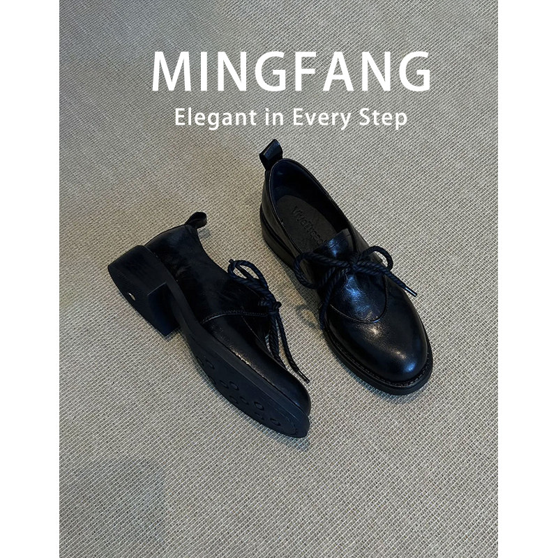 复古英伦风系带乐福鞋女圆头黑色小皮鞋百搭通勤深口单鞋,女鞋,浅口单鞋,淘宝优惠券,粉丝福利购,淘宝优惠卷