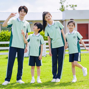 广西贵港市统一校服夏季新款小学生夏装班服初高中生短袖短裤套装