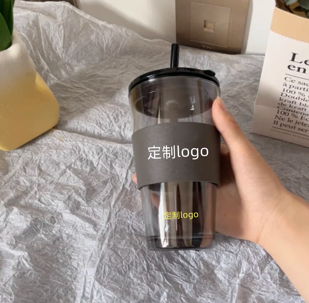 随行咖啡杯吸管式玻璃水杯女生杯高颜值水杯大容量耐热可定制lo