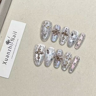 【星祈】氛围感猫眼神域圣光晕染美甲纯手工穿戴甲