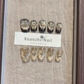 手工穿戴甲 氛围感显白奢华猫眼秋冬2025新款 神谕圣光 拼钻版