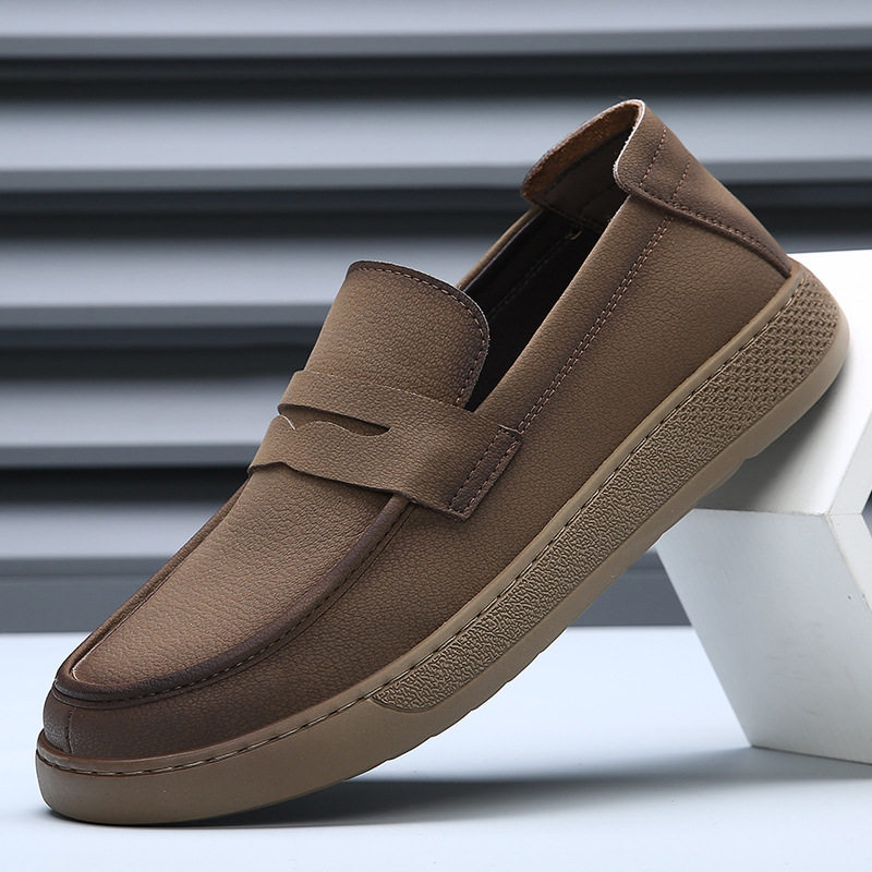 男士休闲皮鞋一脚蹬厚底懒人鞋男真皮软底驾车潮鞋豆豆鞋男乐福鞋,流行男鞋,休闲皮鞋,淘宝优惠券,粉丝福利购,淘宝优惠卷