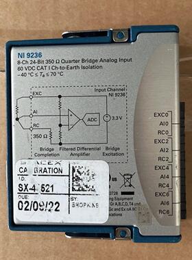 NI 9236 8通道24位350Ω四分之一桥模拟输入模块