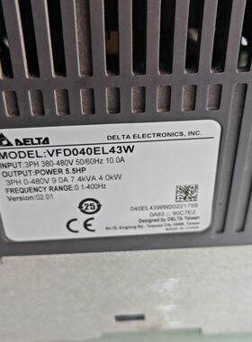 台达变频器 VFD040EL43W 三相输入380-480V