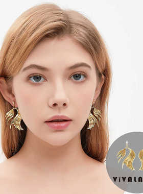 VIVALANDS天鹅湖法式耳环圆脸显瘦高级感时尚气质耳饰钉新款饰品