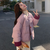 新品2C286/918/P265/K388撞色彩色扣子豆腐块羽绒服外套，女装羽绒服，2C286
