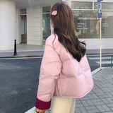 新品2C286/918/P265/K388撞色彩色扣子豆腐块羽绒服外套，女装羽绒服，2C286
