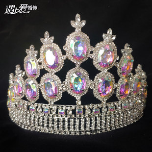 满钻大皇冠世界小姐王冠 结婚圆形整圈头冠配饰新娘主持饰品S06