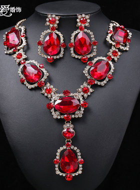 欧美夸张复古宫廷风大宝石镶钻项链气质时尚女锁骨链配饰