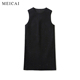 美裁 背心直身连衣裙 极简无袖 小黑裙 细闪亮片羊毛混纺经典
