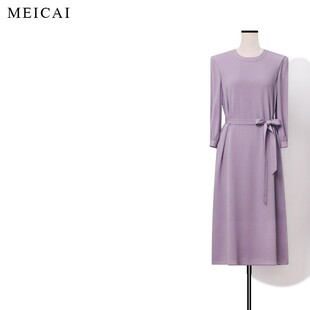 优雅显瘦连衣裙 定制23MM真丝鬼绉七分灯笼袖 美裁 精贵面料