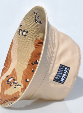 OFFWORK渔夫帽男双面戴夏季防晒遮阳帽休闲迷彩盆帽女大头围帽子