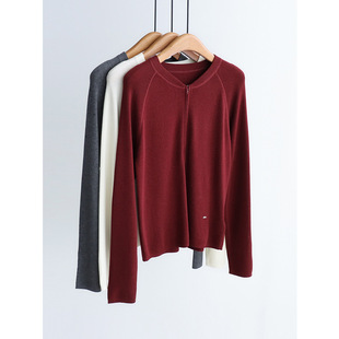 精纺羊毛半拉链长袖针织衫利索通勤打底毛衣2025秋冬休闲套头上衣