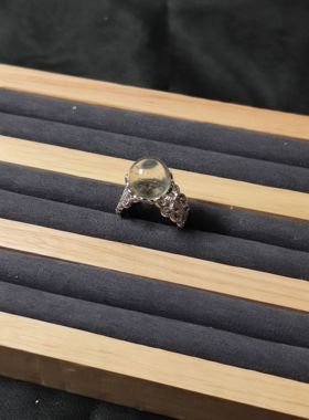 一物一图。小众宫廷风白水晶球复古蕾丝款开口戒指饰品圈口可调节