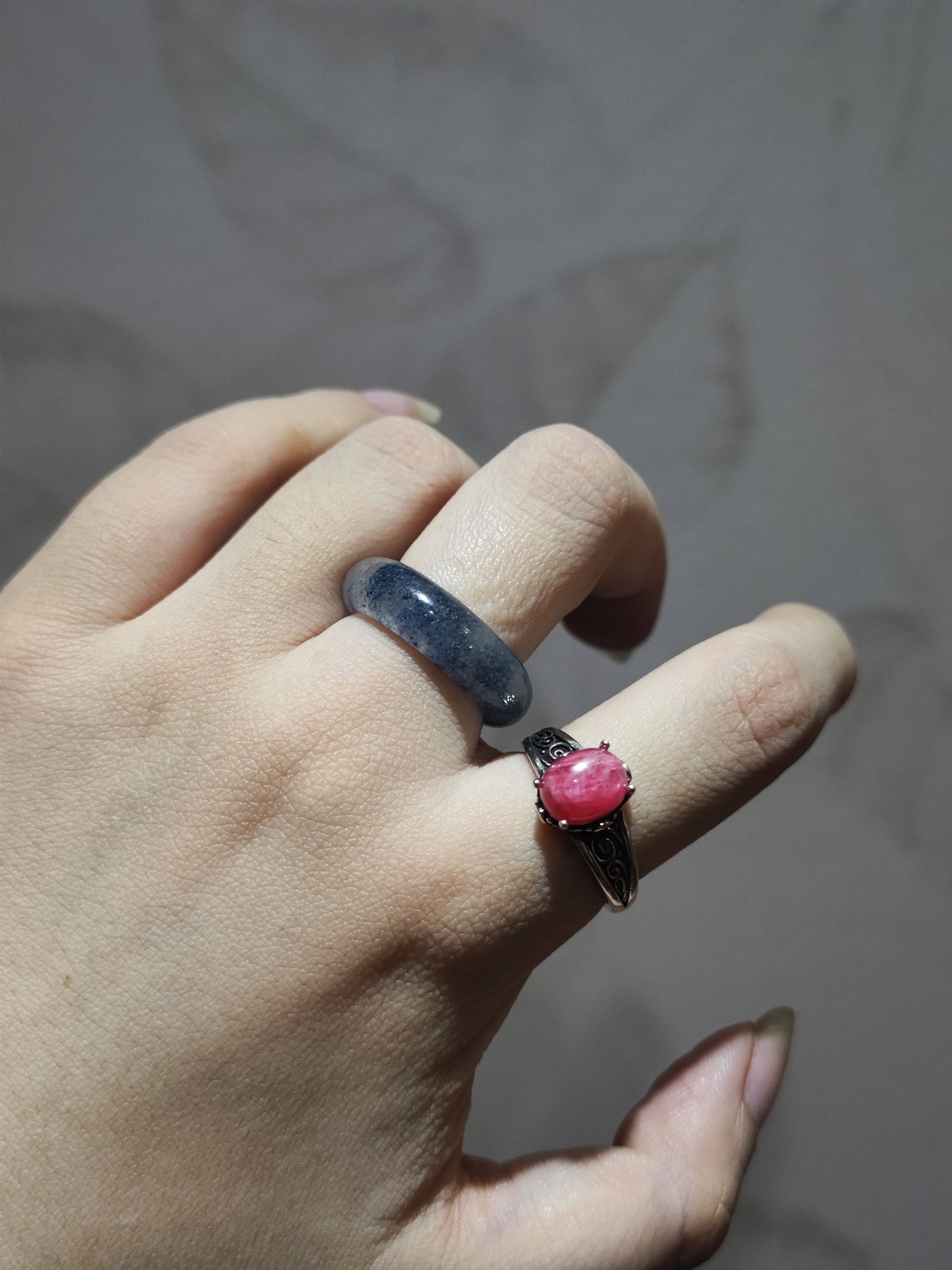 2025新品小众ins风天然蔷薇辉简单托开口调节戒指水晶饰品