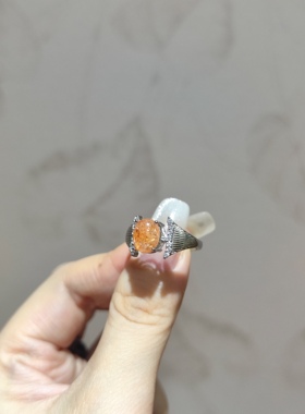 2025新品小众中古款个性天然金太阳金草莓指环开口可调节戒指饰品