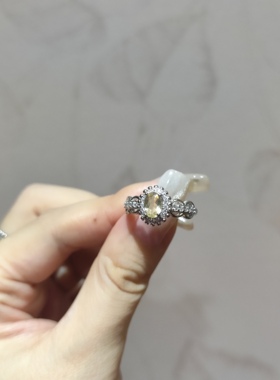 2025新品小众款天然黄水晶钛钢托指环开口可调节戒指饰品