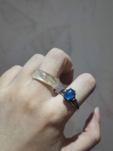 2025新品小众轻奢水妖蓝蓝磷灰显白复古托开口调节戒指饰品礼物