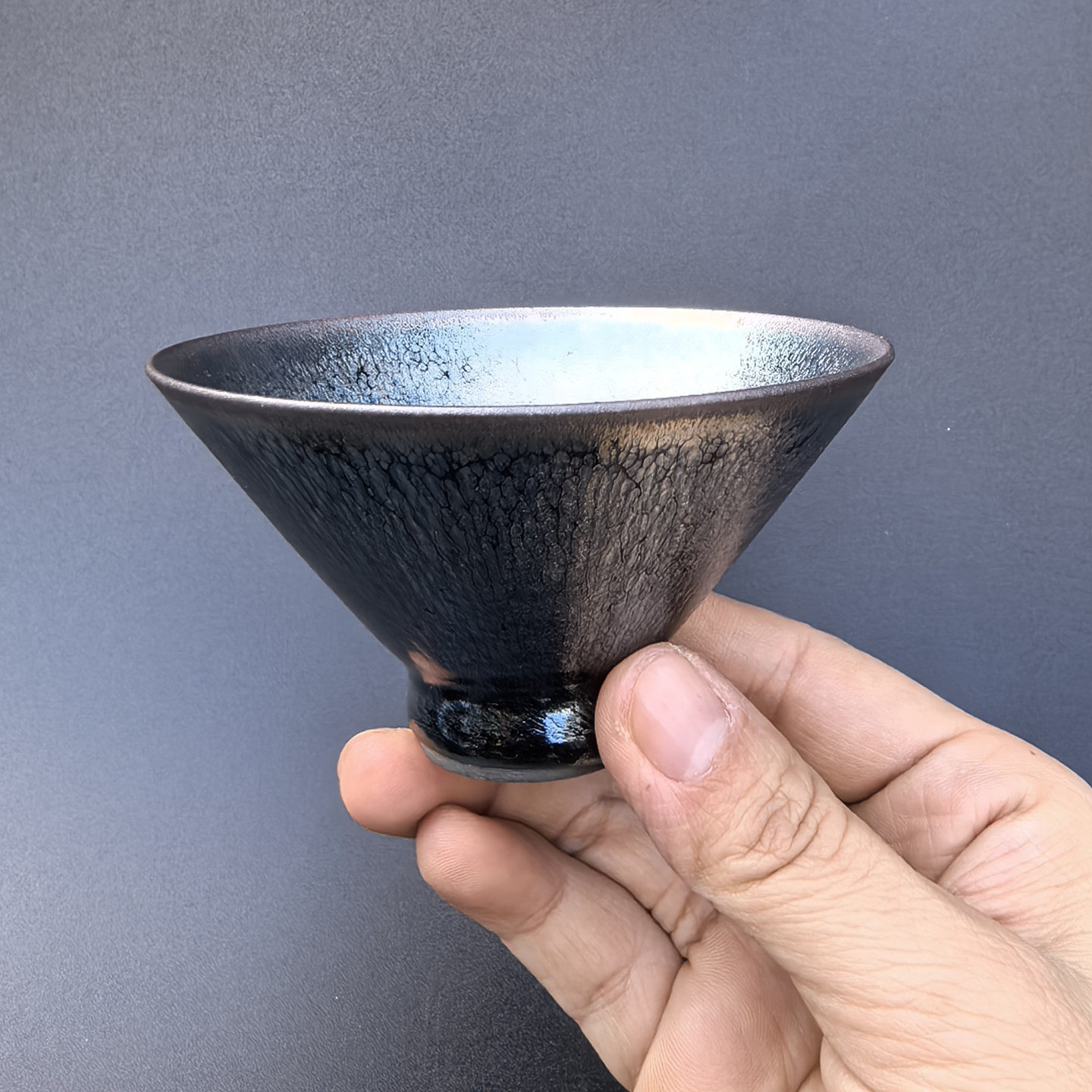茶杯建盏陶瓷大号茗茶盏斗笠杯银毫铁胎原矿釉薄胎茶杯建窑主人杯