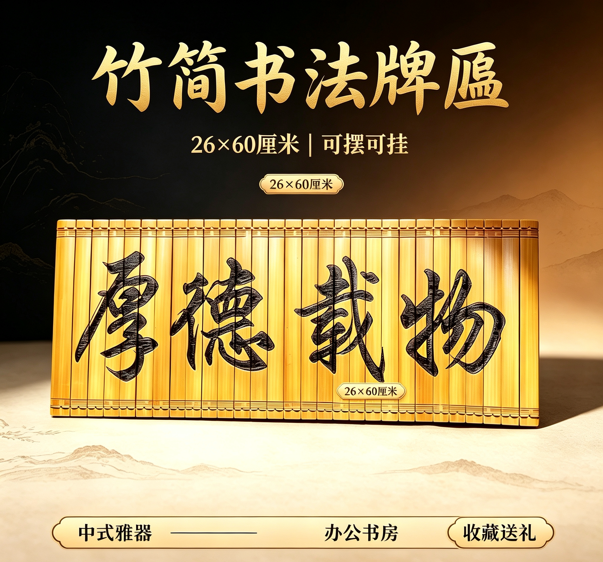 古风竹简书卷大号工艺品 办公室木雕