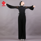 国标舞高腰交谊舞练功服裤 女拉丁舞直筒长裤 摩登舞裤 三木丹思新款