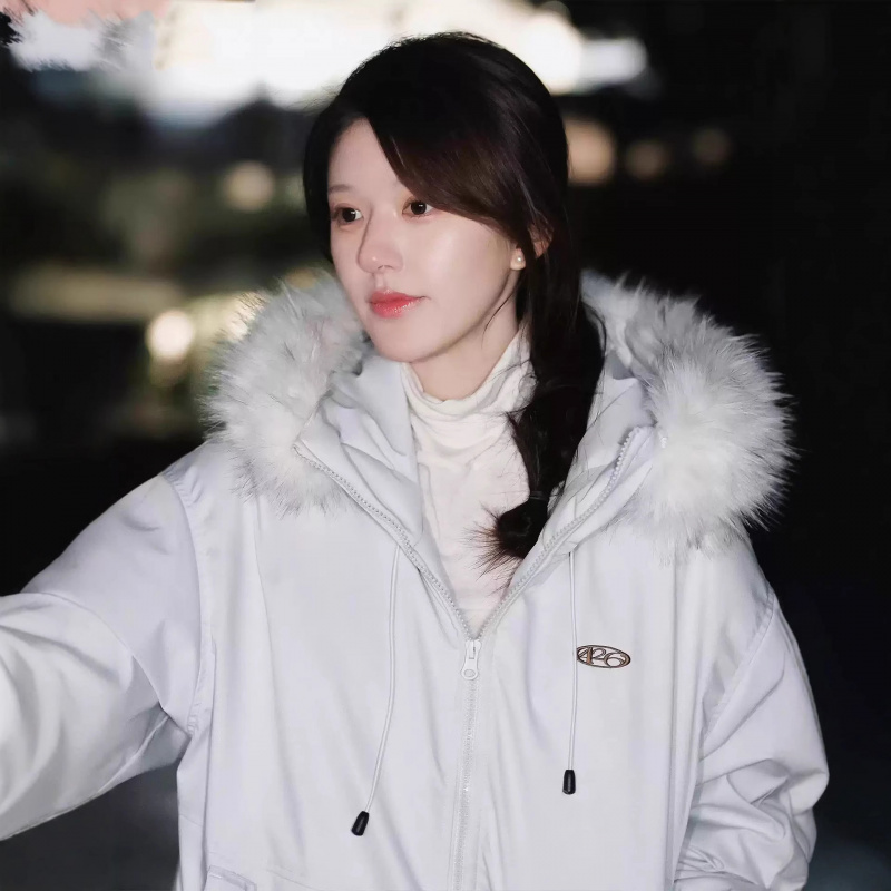 TX2025新款大毛领工装羽绒棉服女