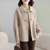 秋冬洋气小个子羊毛外套女 双面呢毛呢大衣女2025年新款 妈妈装 短款