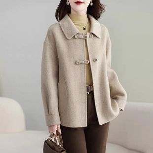 妈妈装短款双面呢毛呢大衣女2025年新款秋冬洋气小个子羊毛外套女