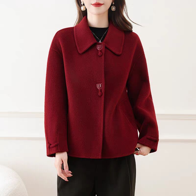 女装双面呢大衣女短款小个子