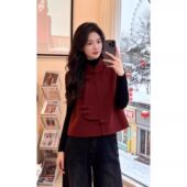 马甲背心外套女宽松显瘦早春新款 新中式 高档羊毛双面羊毛呢袖