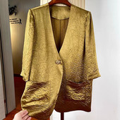 七分袖 宽松休闲气质百搭西服上衣 薄款 醋酸缎面西装 外套女2025夏季