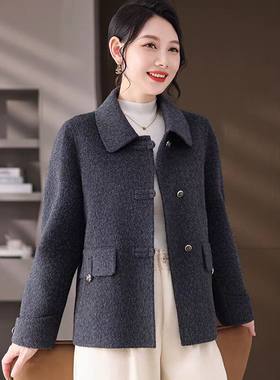 妈妈秋冬短款双面绒羊毛大衣女