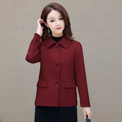 妈妈秋装羊毛呢外套2025新款